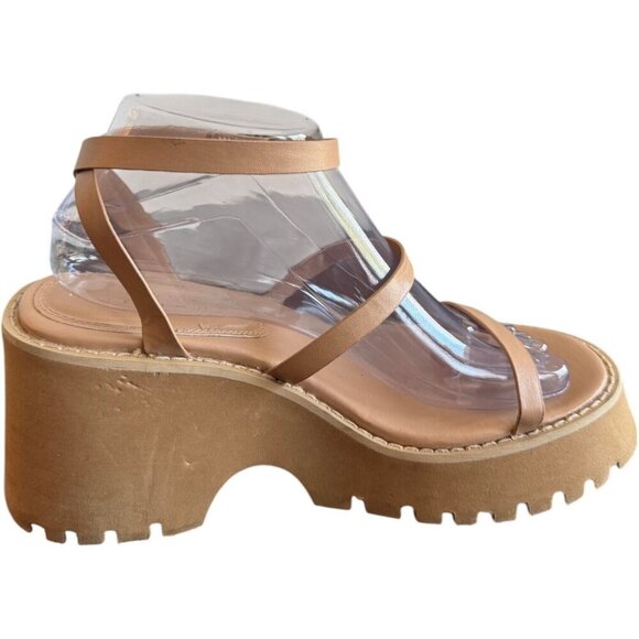 🪻BOGO🪻 ASOS DESIGN Trip Triple Strap Chunky Platform Sandals Beige Size‎ 8.5 - Picture 4 of 16